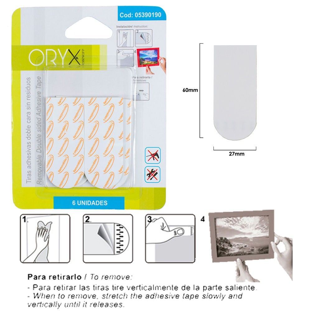 Blister 6 tiras adhesivas doble cara sin residuo