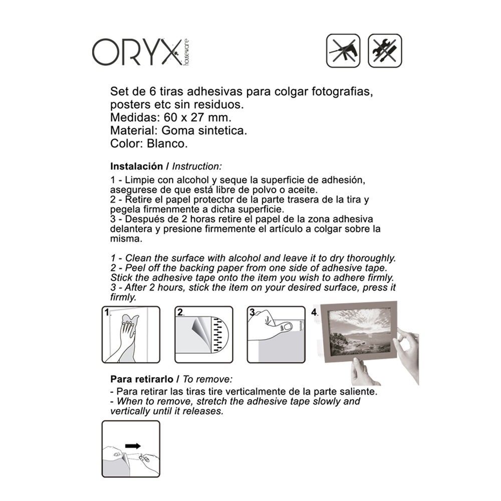 Blister 6 tiras adhesivas doble cara sin residuo
