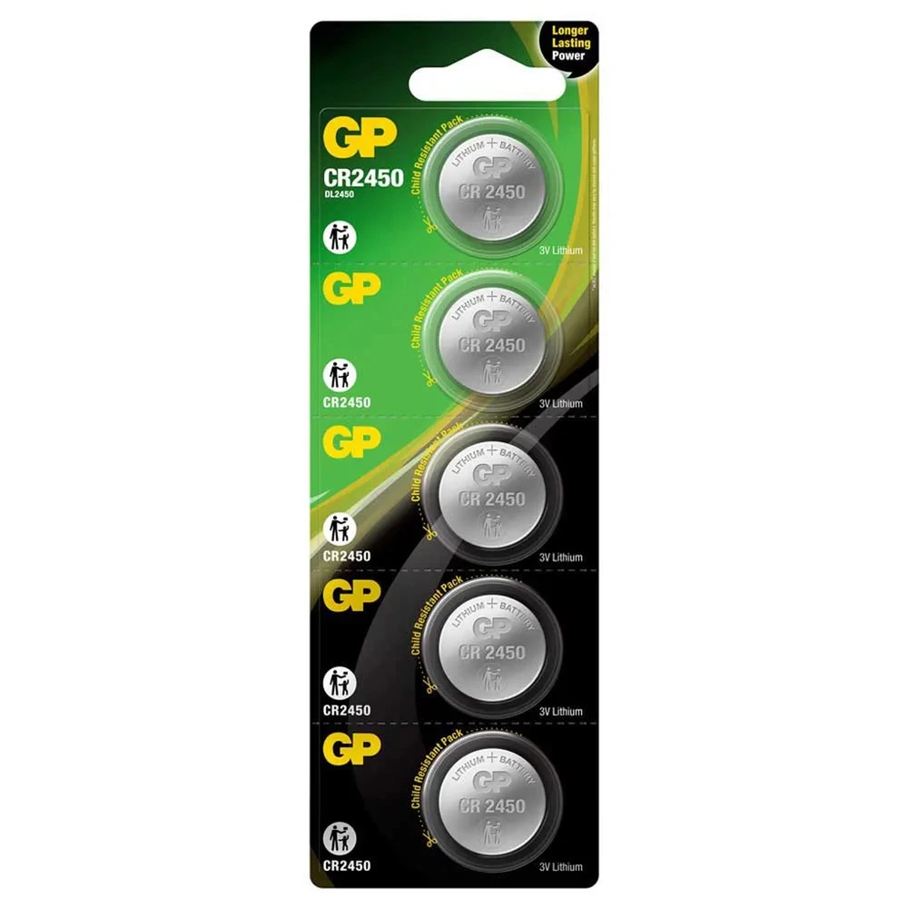 Blister 5 Pilas de Botón de Litio GP CR2450 – 3 Voltios