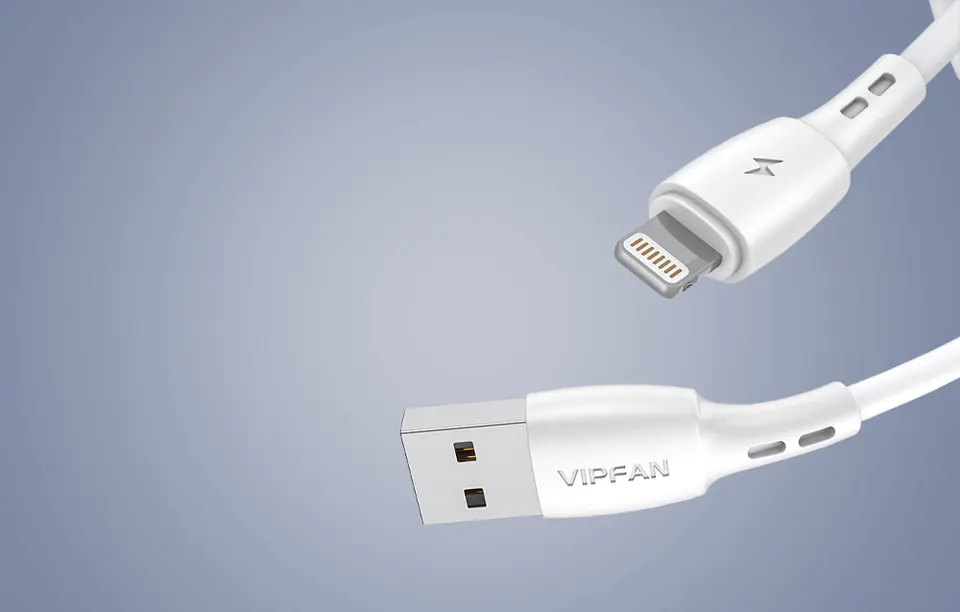 Cable cargador USB cable Usb Lightning Iphone Vipfan Racing X05, 3A, 2 metros Blanco