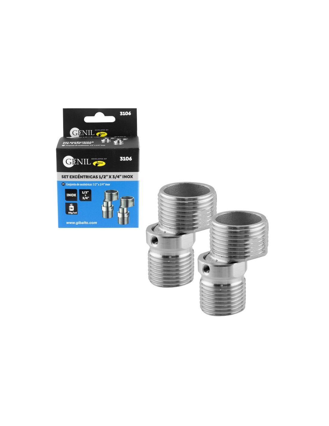 Set de 2 excéntricas Cortas ajustables para grifería