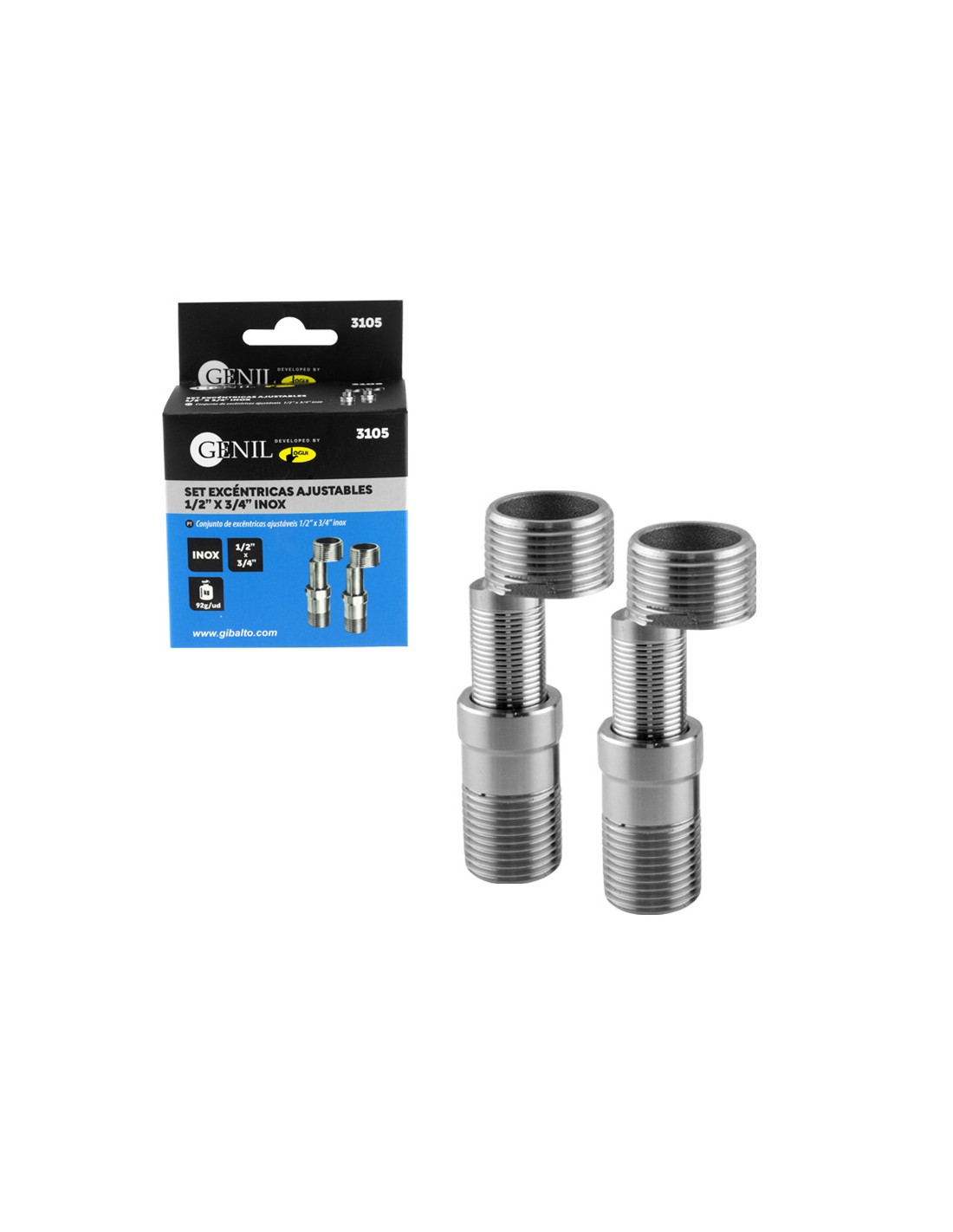 Set de 2 excéntricas ajustables para grifería 55-75mm - Imagen 2